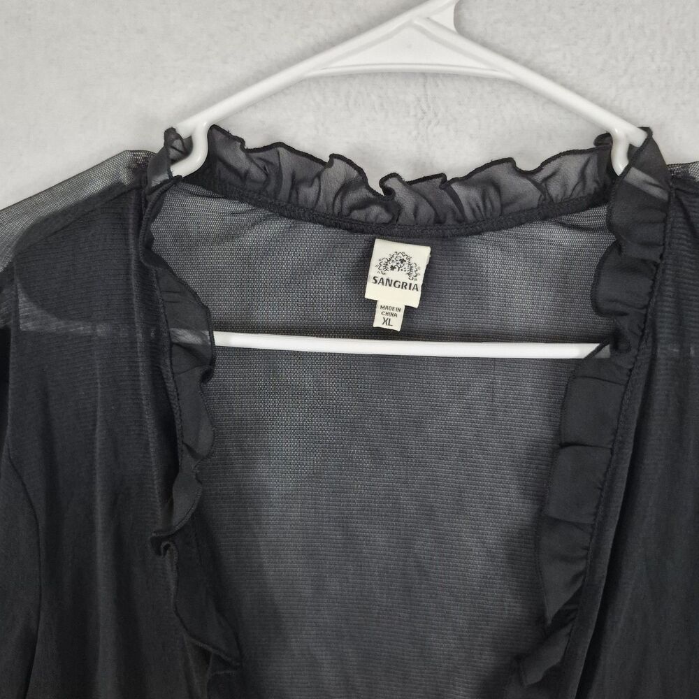 Sangria Black X Large Ruffled Sleeve Sheer Cover Up Cardigan Whimsigoth Romantic - Picture 7 of 13